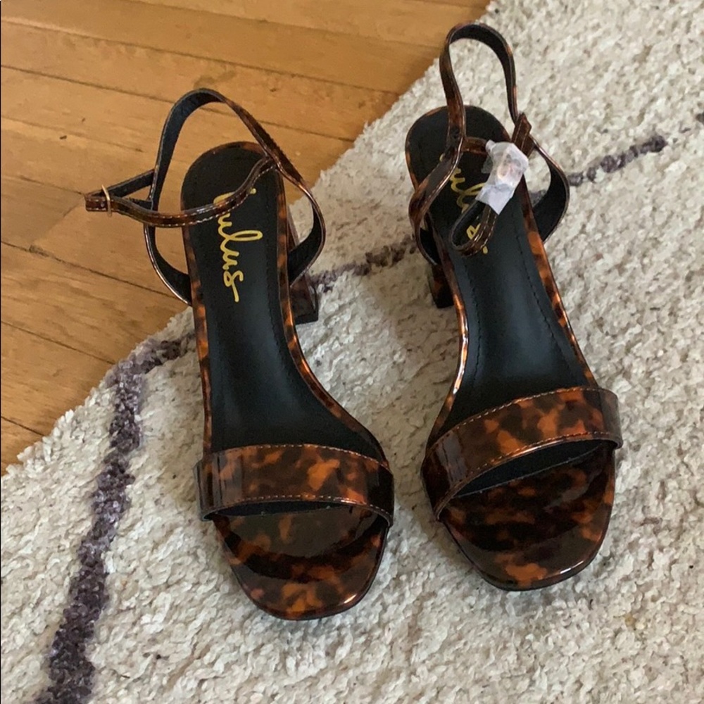 Lulu’s Arya Tortoise Patent High Heel Sandals